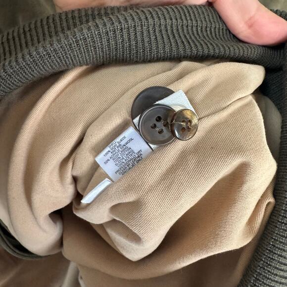 Taylor Stitch The Bomber Jacket Army Green Goat Suede 44 NEW Leather Button Coat - Picture 7 of 8